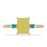 Inel din Argint 925 Placat cu Aur ( 2.03 grame ) cu Serpentin Galben și Opal Albastru Etiopian Paraiba 1.81 Carate