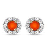 Cercei din Argint 925 Placat cu Aur ( 1.6 grame ) cu Carneol și Topaz Alb 0.83 Carate