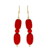Cercei din Argint 925 Placat cu Aur ( 1.07 grame ) cu Coral Roșu 30.35 Carate