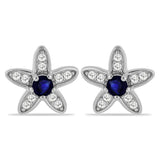 Cercei din Argint 925 ( 1.47 grame ) cu Safir Albastru Australian și Topaz Alb 0.48 Carate