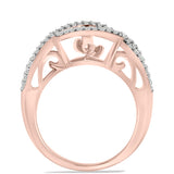 Inel din Argint 925 Placat cu Aur Roz ( 3.74 grame ) cu Diamant Dansantor Roz și Topaz Alb 0.37 Carate