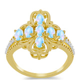 Inel din Argint 925 Placat cu Aur ( 4.28 grame ) cu Piatra Lunii Curcubeu și Topaz Alb 1.53 Carate
