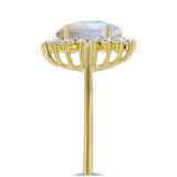 Inel din Argint 925 Placat cu Aur ( 3.52 grame ) cu Piatra Lunii Curcubeu și Topaz Alb 5.25 Carate