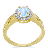 Inel din Argint 925 Placat cu Aur ( 2.82 grame ) cu Piatra Lunii Curcubeu și Topaz Alb 1.23 Carate