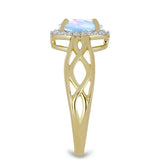 Inel din Argint 925 Placat cu Aur ( 2.82 grame ) cu Piatra Lunii Curcubeu și Topaz Alb 1.23 Carate