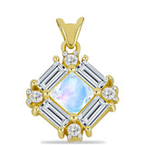 Pandantiv din Argint 925 Placat cu Aur ( 1.46 grame ) cu Piatra Lunii Curcubeu și Topaz Alb 1.84 Carate