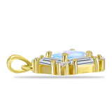 Pandantiv din Argint 925 Placat cu Aur ( 1.46 grame ) cu Piatra Lunii Curcubeu și Topaz Alb 1.84 Carate