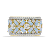 Inel din Argint 925 Placat cu Aur ( 6.27 grame ) cu Piatra Lunii Curcubeu și Topaz Alb 3.69 Carate