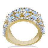Inel din Argint 925 Placat cu Aur ( 6.27 grame ) cu Piatra Lunii Curcubeu și Topaz Alb 3.69 Carate