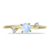 Inel din Argint 925 Placat cu Aur ( 1.65 grame ) cu Piatra Lunii Curcubeu și Topaz Alb 0.57 Carate