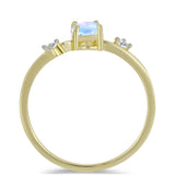 Inel din Argint 925 Placat cu Aur ( 1.65 grame ) cu Piatra Lunii Curcubeu și Topaz Alb 0.57 Carate
