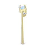 Inel din Argint 925 Placat cu Aur ( 1.65 grame ) cu Piatra Lunii Curcubeu și Topaz Alb 0.57 Carate