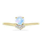 Inel din Argint 925 Placat cu Aur ( 1.51 grame ) cu Piatra Lunii Curcubeu și Topaz Alb 0.56 Carate