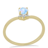 Inel din Argint 925 Placat cu Aur ( 1.51 grame ) cu Piatra Lunii Curcubeu și Topaz Alb 0.56 Carate