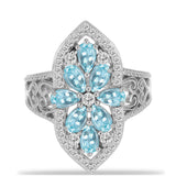 Inel din Argint 925 ( 4.68 grame ) cu Apatit Albastru ca Cerul și Topaz Alb 2.26 Carate