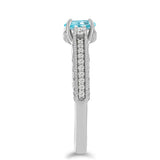 Inel din Argint 925 ( 2.7 grame ) cu Apatit Albastru ca Cerul și Topaz Alb 1.06 Carate