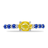 Inel din Argint 925 ( 1.78 grame ) cu Safir Galben și Safir Albastru Australian 1.22 Carate