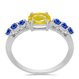 Inel din Argint 925 ( 1.78 grame ) cu Safir Galben și Safir Albastru Australian 1.22 Carate