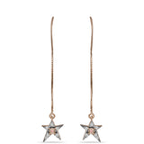 Cercei din Argint 925 Placat cu Aur Roz ( 2.11 grame ) cu Diamant Dansantor Roz și Topaz Alb 0.17 Carate