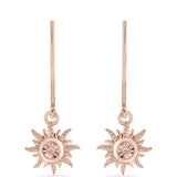 Cercei din Argint 925 Placat cu Aur Roz ( 2.15 grame ) cu Diamant Dansantor Roz 0.01 Carate