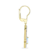 Cercei din Argint 925 Placat cu Aur ( 4.88 grame ) cu Piatra Lunii Curcubeu și Topaz Alb 2.65 Carate