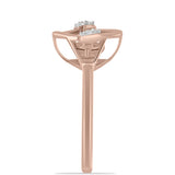 Inel din Argint 925 Placat cu Aur Roz ( 2.24 grame ) cu Diamant Dansantor Roz și Topaz Alb 0.06 Carate