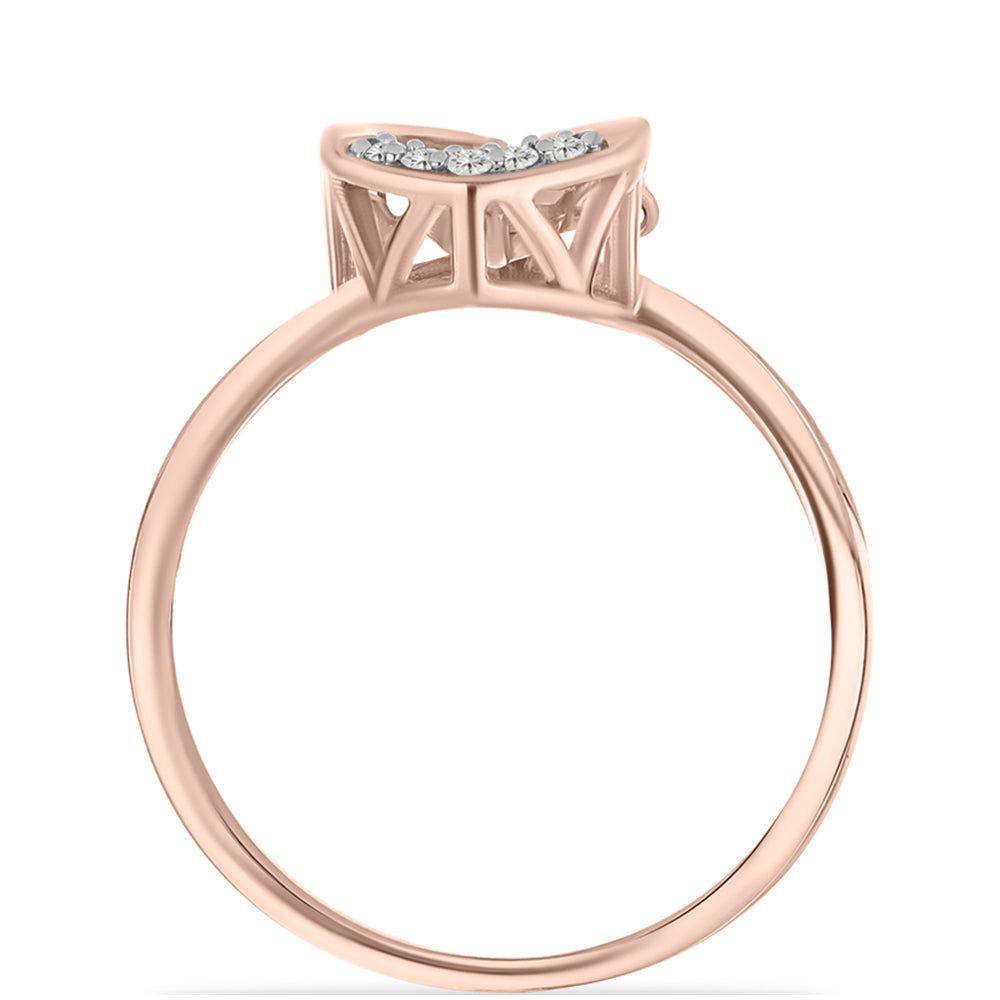 Inel din Argint 925 Placat cu Aur Roz ( 2.52 grame ) cu Diamant Dansantor Roz și Topaz Alb 0.05 Carate