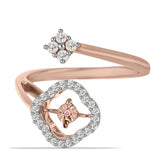 Inel din Argint 925 Placat cu Aur Roz ( 4.05 grame ) cu Diamant Dansantor Roz și Topaz Alb 0.35 Carate