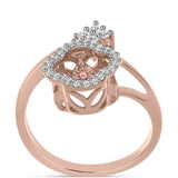 Inel din Argint 925 Placat cu Aur Roz ( 4.05 grame ) cu Diamant Dansantor Roz și Topaz Alb 0.35 Carate