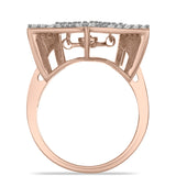 Inel din Argint 925 Placat cu Aur Roz ( 4.65 grame ) cu Diamant Dansantor Roz și Topaz Alb 0.57 Carate