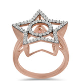Inel din Argint 925 Placat cu Aur Roz ( 4.65 grame ) cu Diamant Dansantor Roz și Topaz Alb 0.57 Carate