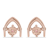 Cercei din Argint 925 Placat cu Aur Roz ( 1.63 grame ) cu Diamant Dansantor Roz 0.01 Carate