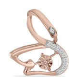 Pandantiv din Argint 925 Placat cu Aur Roz ( 2.05 grame ) cu Diamant Dansantor Roz și Topaz Alb 0.1 Carate