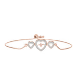 Brățară din Argint 925 Placat cu Aur Roz ( 4.01 grame ) cu Diamant Dansantor Roz și Topaz Alb 0.44 Carate