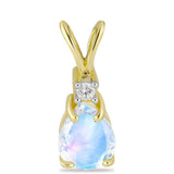 Pandantiv din Argint 925 Placat cu Aur ( 0.67 grame ) cu Piatra Lunii Curcubeu și Topaz Alb 1.01 Carate