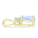 Pandantiv din Argint 925 Placat cu Aur ( 0.67 grame ) cu Piatra Lunii Curcubeu și Topaz Alb 1.01 Carate