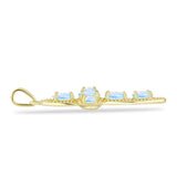 Cruce Pandantiv din Argint 925 Placat cu Aur ( 2.01 grame ) cu Piatra Lunii Curcubeu 1.3 Carate