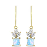 Cercei din Argint 925 Placat cu Aur ( 2.79 grame ) cu Piatra Lunii Curcubeu și Topaz Alb 3.12 Carate