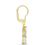 Cercei din Argint 925 Placat cu Aur ( 2.79 grame ) cu Piatra Lunii Curcubeu și Topaz Alb 3.12 Carate