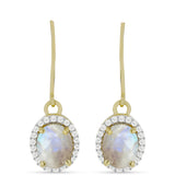 Cercei din Argint 925 Placat cu Aur ( 2.7 grame ) cu Piatra Lunii Curcubeu și Topaz Alb 3.84 Carate