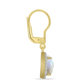 Cercei din Argint 925 Placat cu Aur ( 2.7 grame ) cu Piatra Lunii Curcubeu și Topaz Alb 3.84 Carate