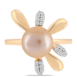 Inel din Argint 925 Placat cu Aur ( 3.75 grame ) cu Perlă de Apă Dulce culoare Aurie și Topaz Alb 4.77 Carate