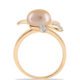 Inel din Argint 925 Placat cu Aur ( 3.75 grame ) cu Perlă de Apă Dulce culoare Aurie și Topaz Alb 4.77 Carate