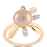 Inel din Argint 925 Placat cu Aur ( 3.75 grame ) cu Perlă de Apă Dulce culoare Aurie și Topaz Alb 4.77 Carate
