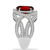 Inel din Argint 925 ( 6.24 grame ) cu Granat Barton și Topaz Alb 2.81 Carate