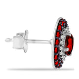 Cercei din Argint 925 ( 1.86 grame ) cu Granat Barton și Topaz Alb 2.06 Carate