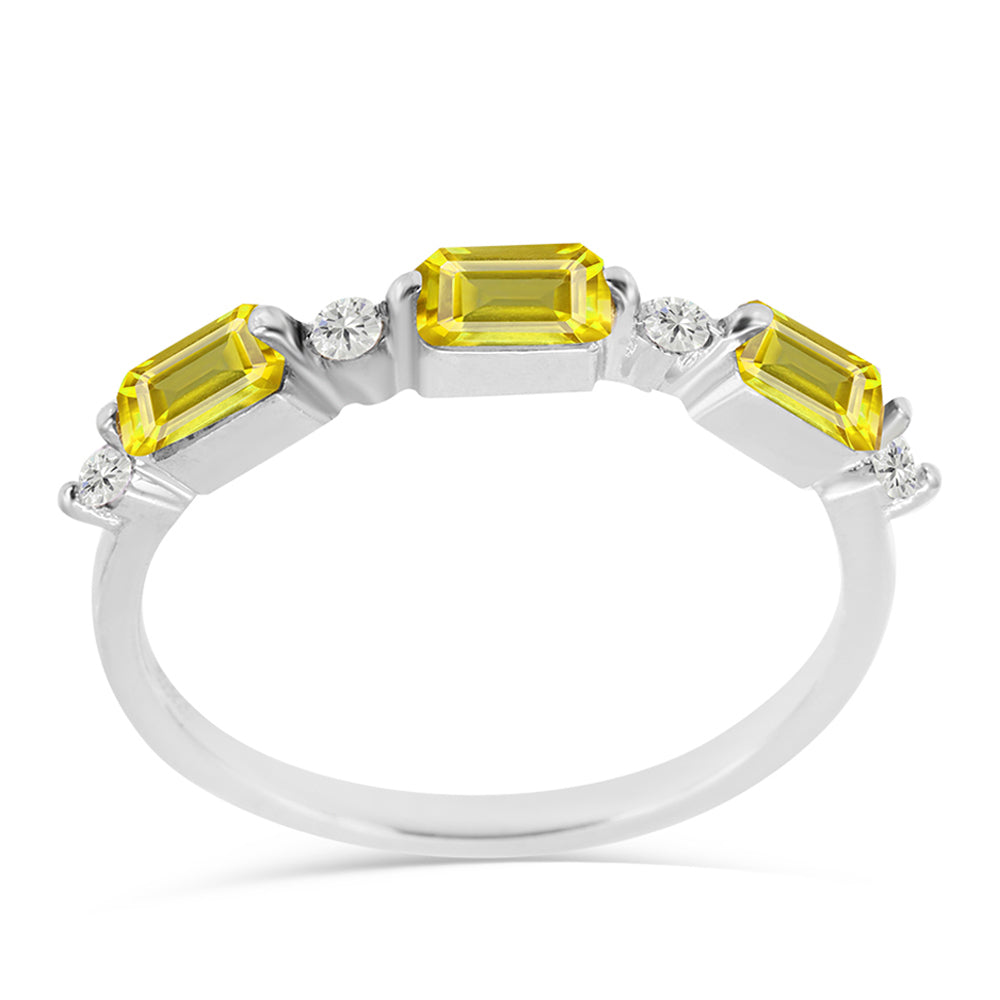 Inel din Argint 925 ( 1.57 grame ) cu Citrin Ural și Topaz Alb 0.96 Carate