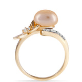 Inel din Argint 925 Placat cu Aur ( 4.25 grame ) cu Perlă de Apă Dulce culoare Aurie și Topaz Alb 4.93 Carate