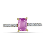 Inel din Argint 925 Placat cu Aur ( 1.87 grame ) cu Fluorit roz și Topaz Alb 1.53 Carate
