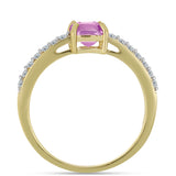 Inel din Argint 925 Placat cu Aur ( 1.87 grame ) cu Fluorit roz și Topaz Alb 1.53 Carate